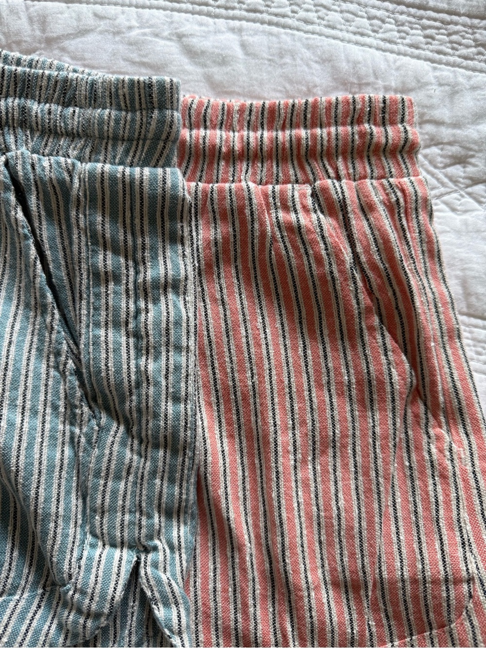 2 pairs Billabong Striped Pull-On Shorts in Coral and Teal - Picture 4 of 10